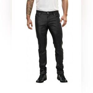 Ethanol Pants Mens 40 x 31 Black Faux Leather Slim Fit Cotton Blend Goth Punk